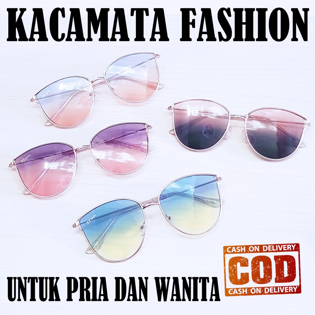 Kacamata Vintage Fashion Wanita Pria Kaca Mata Fashion Oval Dewasa Dual Color Sunglasses Sunnies