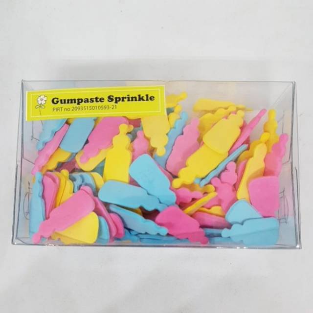 hiasan kue ulang tahun gumpaste sprinkle model botol dot