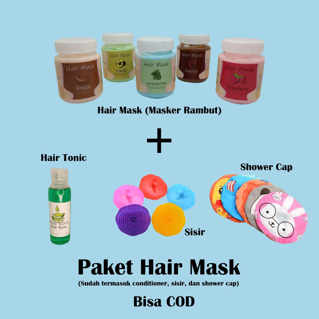 Hair Mask Paket Lengkap/Masker Rambut Ala Salon/Hair Mask+ Gratis Hair Tonic + sisir + shower By ACL