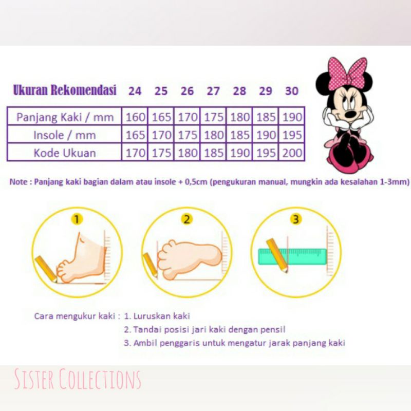 Sepatu Sekolah Anak PAUD TK SD Disney Minnie Mouse / Sepatu Skets Anak Perempuan Disney Karakter Minnie / Sepatu Sekolah Glitter