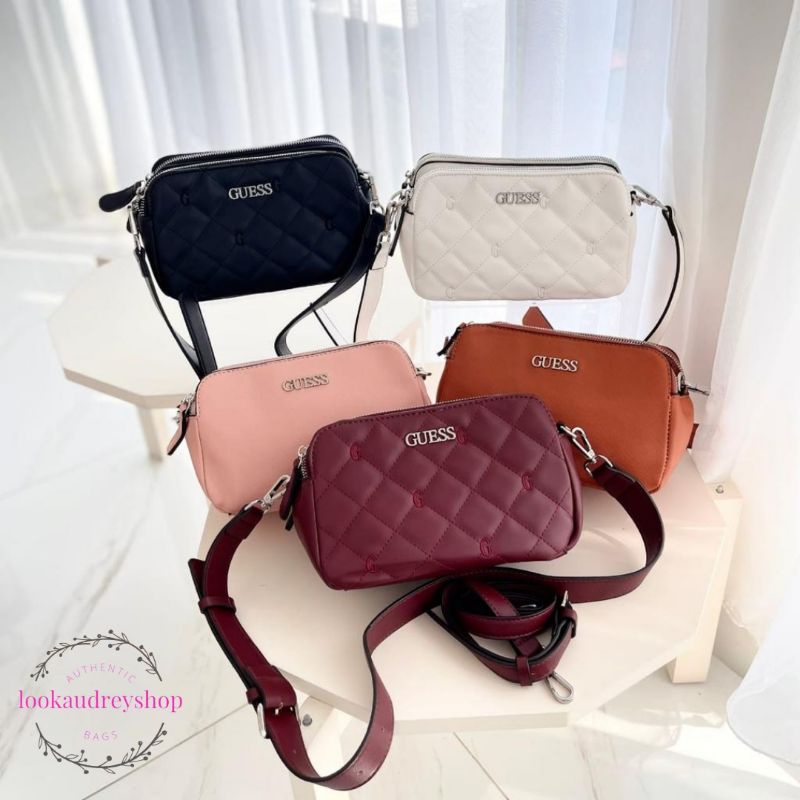 [100% ORIGINAL] GUESS New Castle Zip Top Crossbody Bag | Tas Guess | Tas Wanita | Tas Selempang Wani