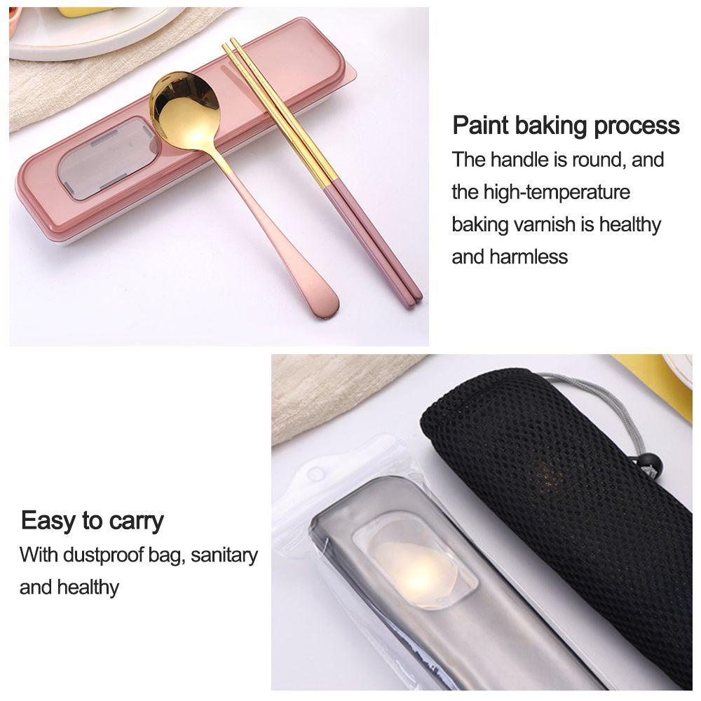 Solighter 2Pcs Cutlery Set Portable Sendok Garpu Set Alat Makan Set Alat Makan Set