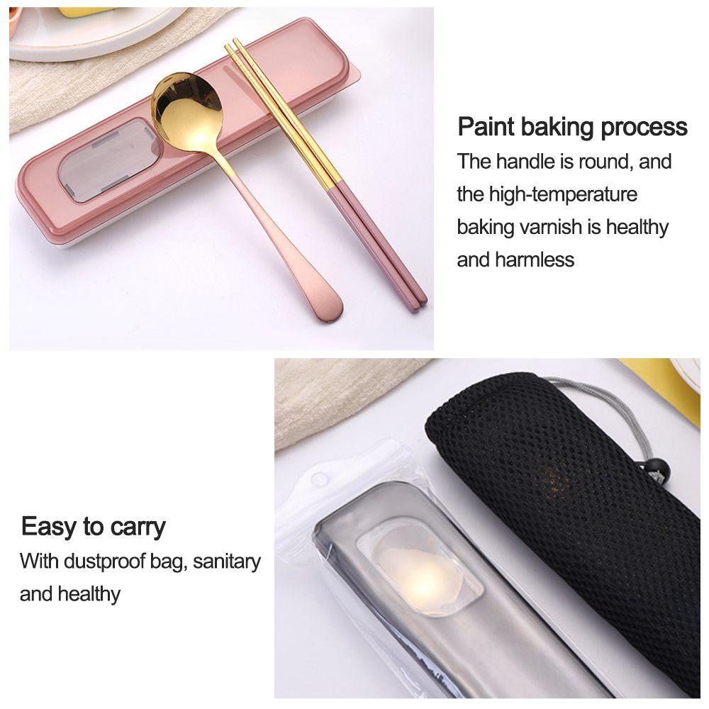 Top 2Pcs Sendok Garpu Set Portable Garpu Sendok Set Alat Makan Set Alat Makan