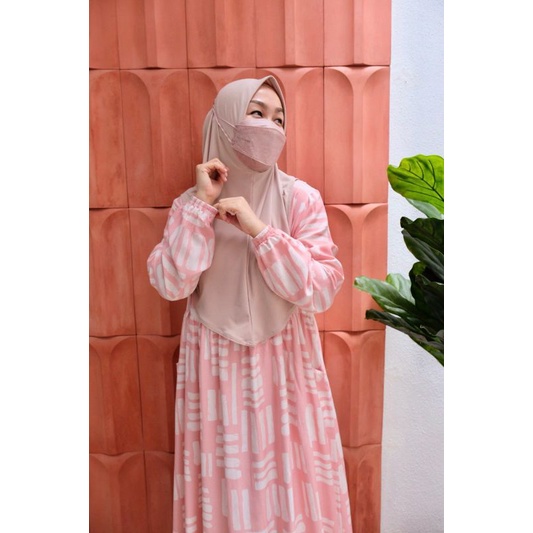 zeeaudrey home set pink peach/set/dress saja/bergo saja