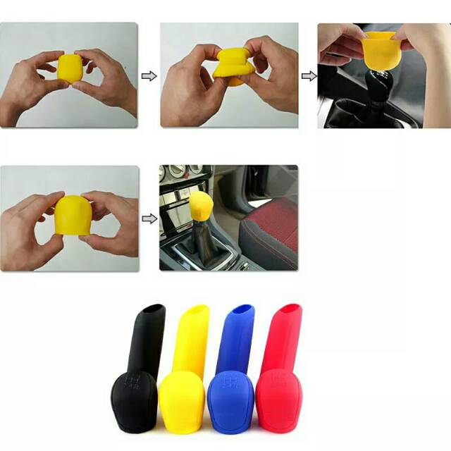 1 Set Cover Sarung Karet Silicone Knob Handrem Mobil Gigi Manual Persnel Handbrake Gigi Rem Tangan