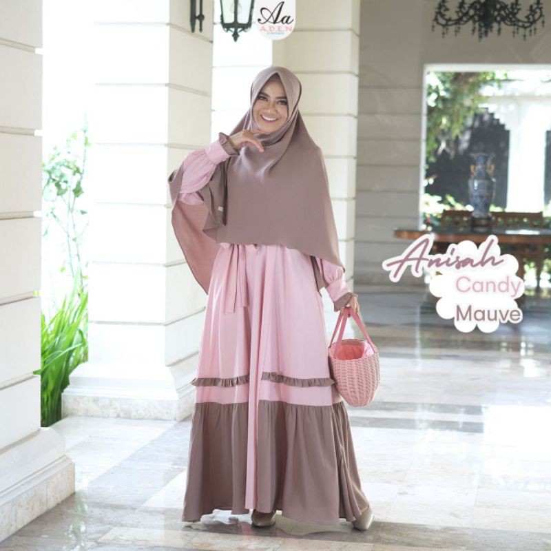 OPEN PO (COD BISA) ANISAH SET by Aden hijab ORY | gamis MURAH branded busui cantik kekinian