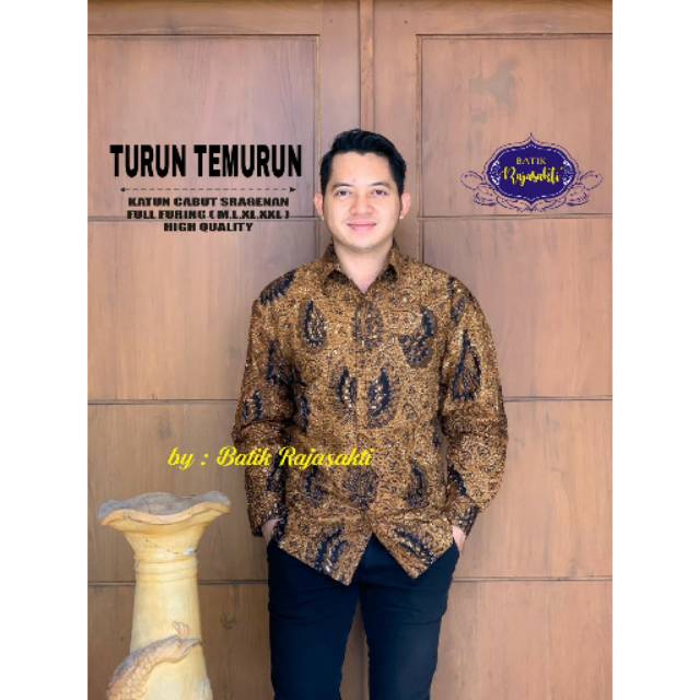 TURUN TEMURUN Kemeja Batik Pria Katun Sragenan Full Furing