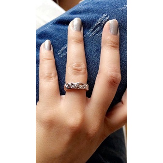 perak asli 925 cincin Wanita Bunga Fashion Perhiasan JZA0134