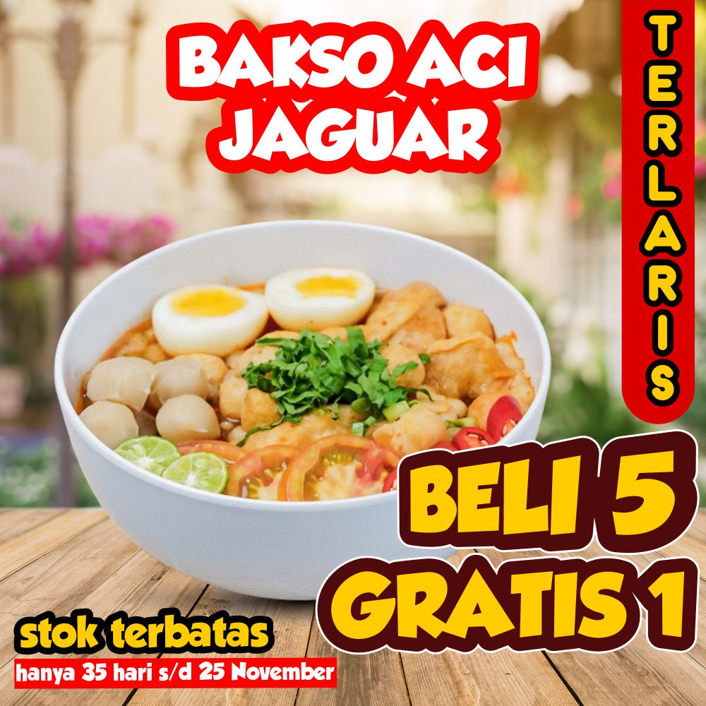 

BASO ACI TULANG RANGU JAGUAR PEDAS TERLEZAT BAKSO ACI INSTAN TULANG RANGU TERMURAH BELI 5 GRATIS 1