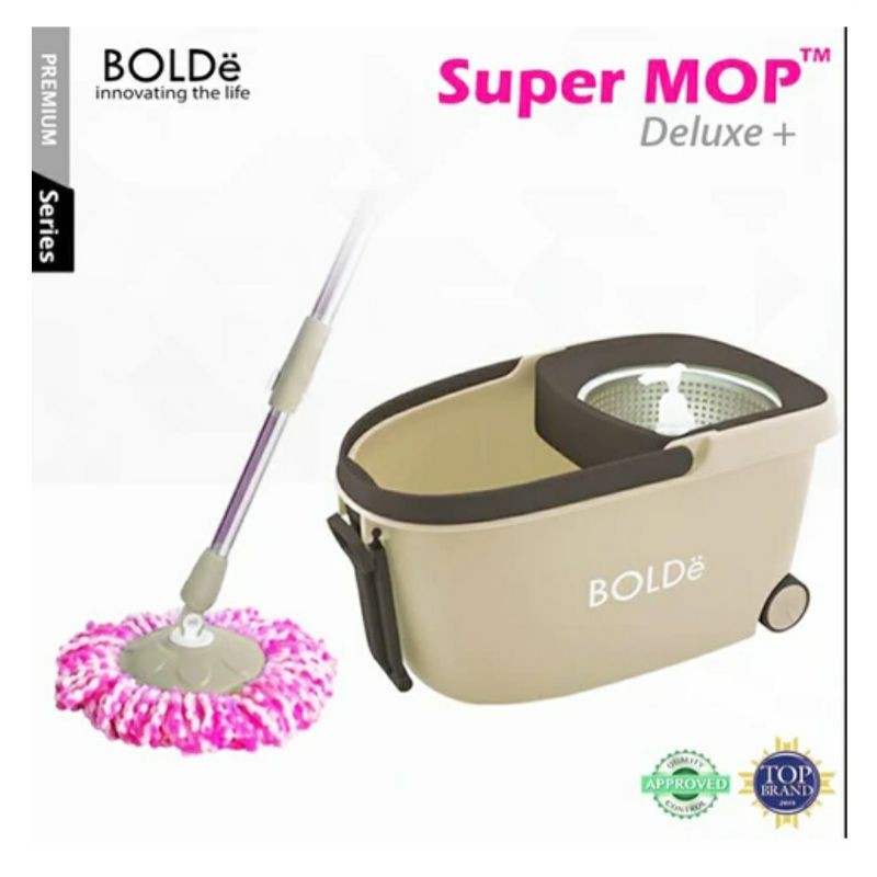 Alat Pel Supermop Bolde Deluxe + Roda &amp; Putaran Stainless Bolde Supermop Deluxe+