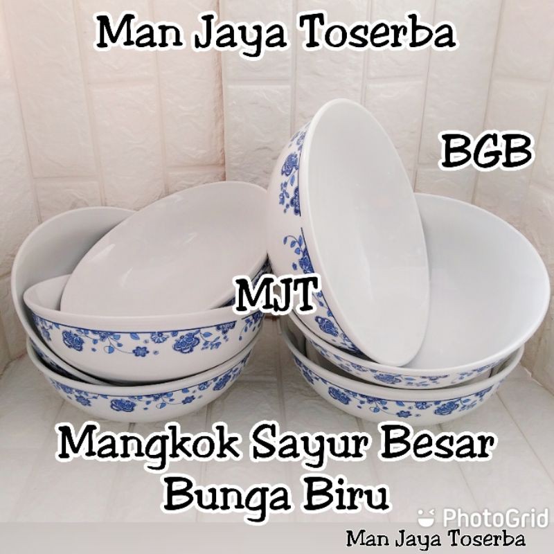 Mangkok Keramik Bit Jumbo Bunga Biru BGB