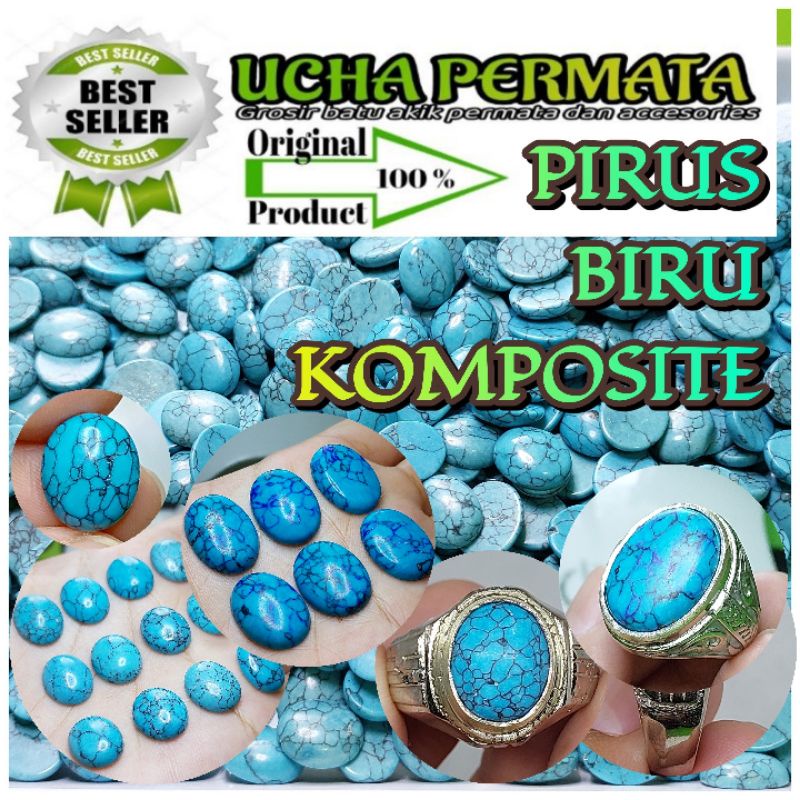 batu cincin pirus biru mini / pirus urat hitam / pirus komposite tidak asli