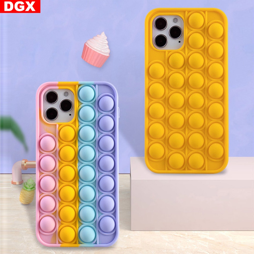 Reliver Stress Pop Fidget Toys Push It Bubble Case for iPhone 12 Pro iPhone11 iPhone6 6s 7 8 Plus XS XR Antistress Game Cover Adult Kids WX