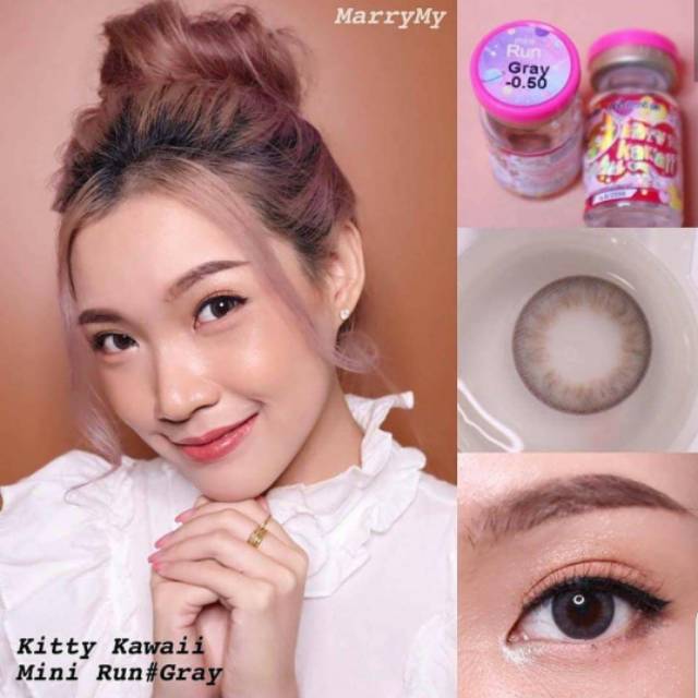 ORIGINAL KITTY KAWAII MINI RUN BROWN GRAY GREY softlens soflens softlenses