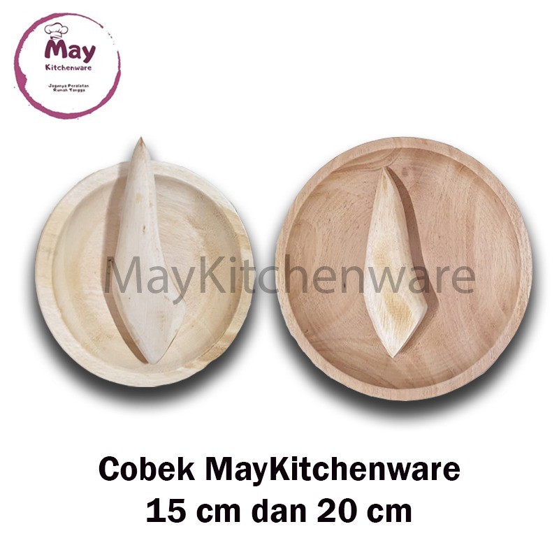 Cobek Kayu Pinus 1 Set Ukuran 15 / 20cm Tempat Ulekan Ulek Uleg Coet Sambal Sambel Saos Kecap Bumbu