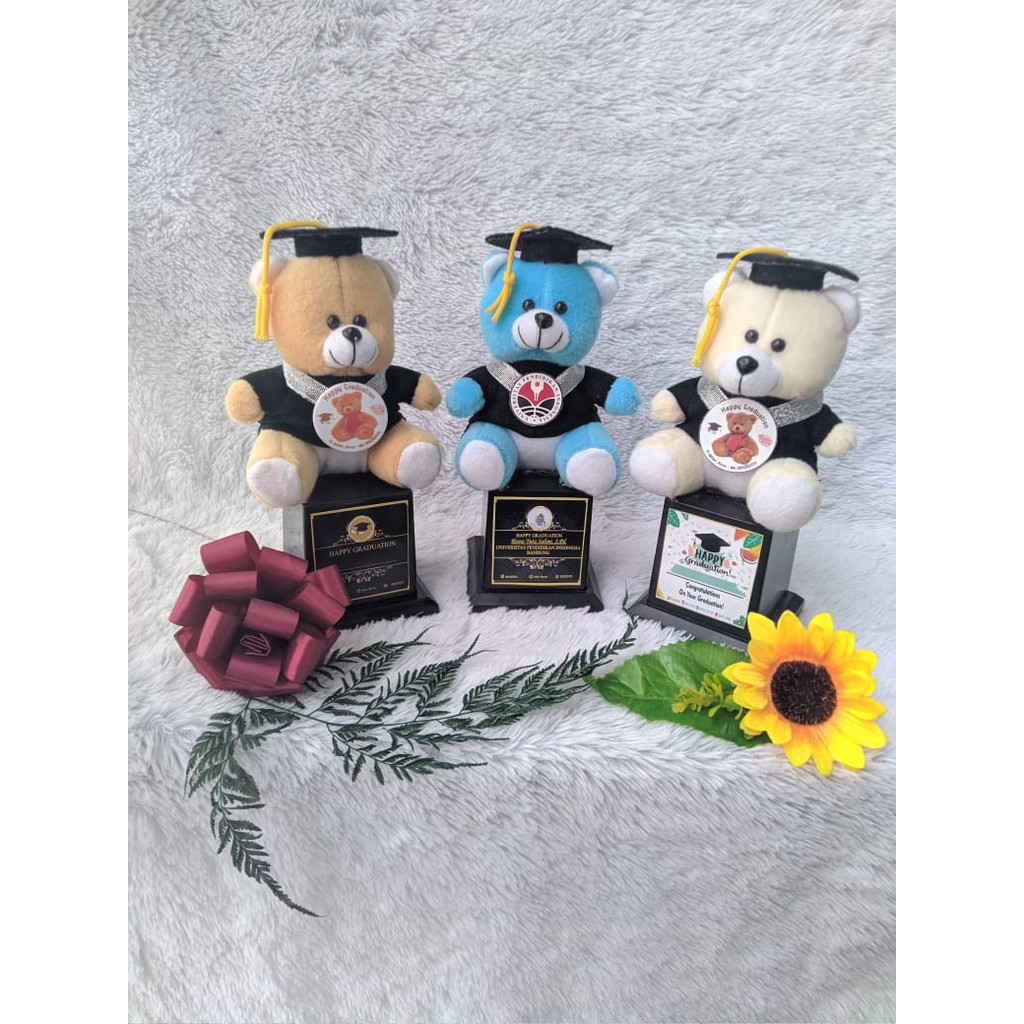 PIALA BONEKA WISUDA / TROPHY BONEKA WISUDA / HADIAH WISUDA / FREE REQUEST NAMA / FOTO DAN LOGO