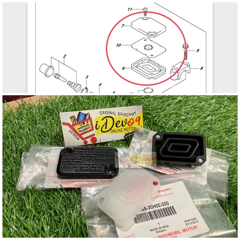 Karet Seal Tutup Tempat Minyak Rem Depan Satria Fu Injeksi GSX Plate Diaphragm Front Master Cylinder