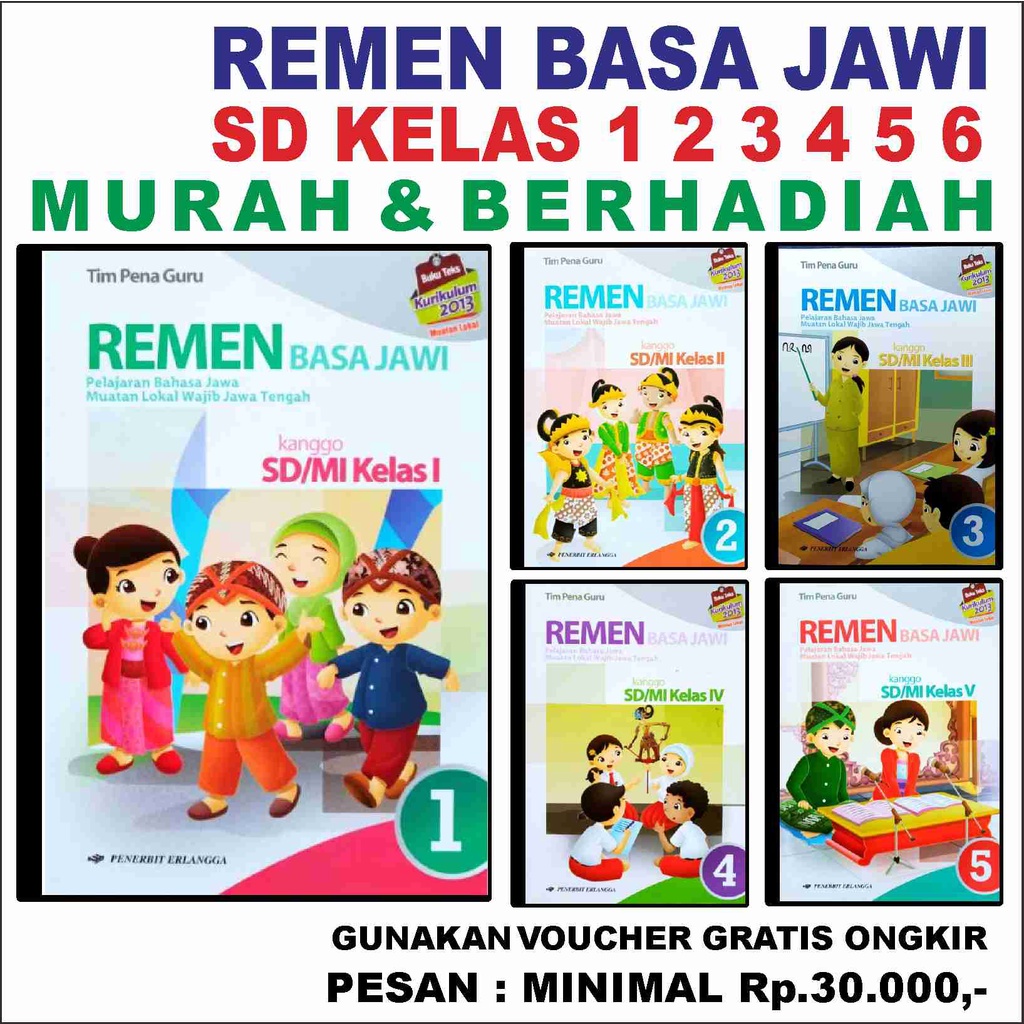 Jippvev BUKU REMEN BASA JAWI SD Kelas 1 2 3 4 5 6 Penerbit Erlangga Tim Pena Guru Murah * Kurikulum 