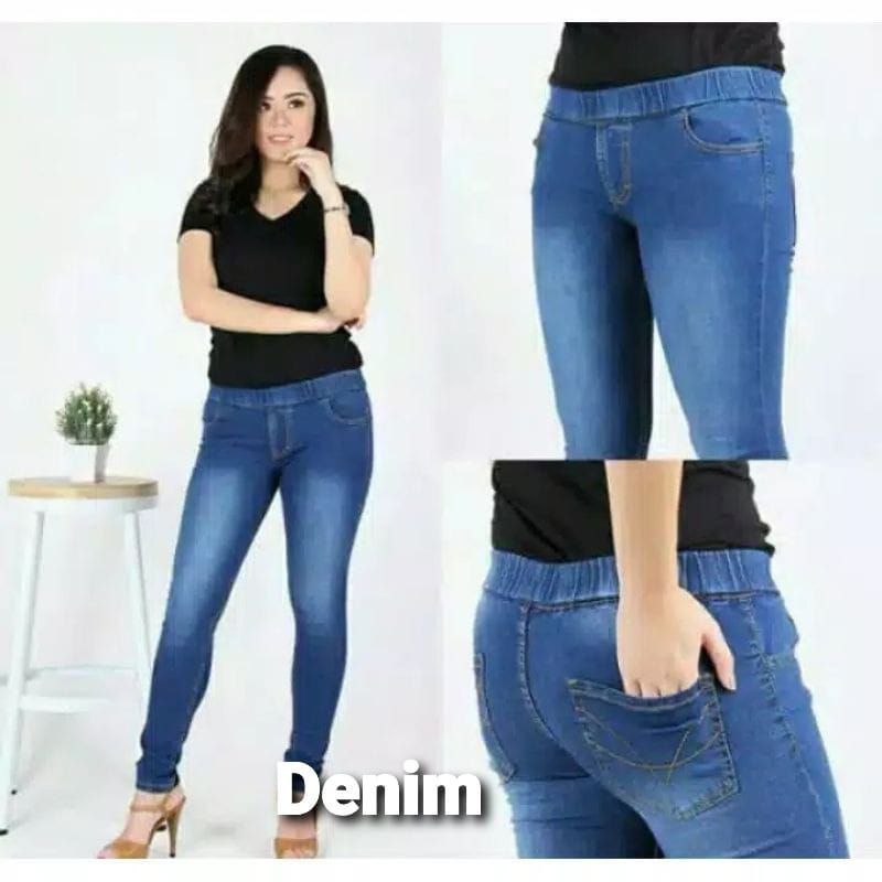 TERLARIS CELANA JEANS PINGGANG KARET / JEGGING JEANS / LEGGING / CELANA