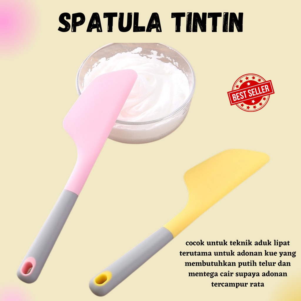 Best Seller - Spatula Tintin Lebar [BAYAR DI TEMPAT] Sutil Silikon Besar Jumbo Love Rainbow Series