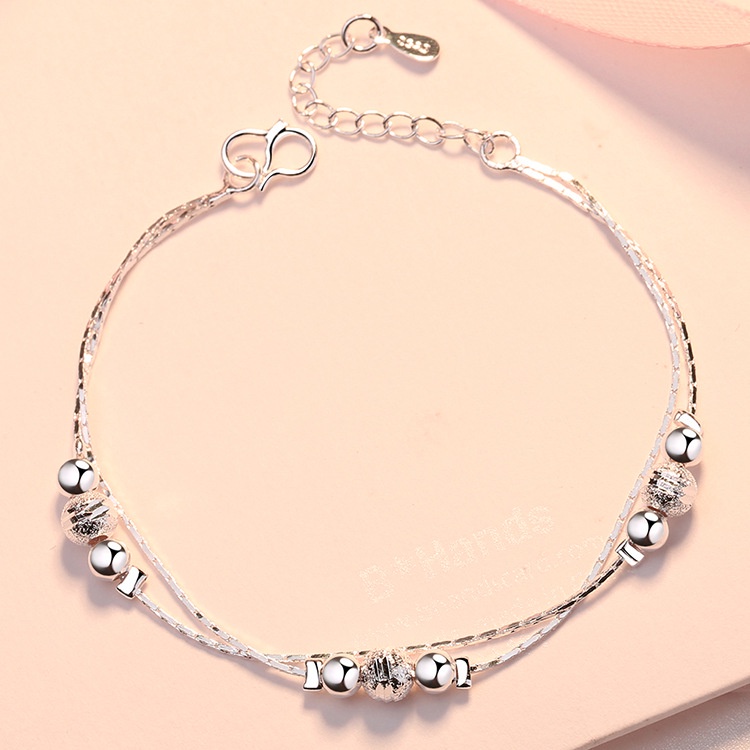 Gelang Perak Rumbai Fashion Tassel Silver Bracelet Charm Multilayer Heart Flower Cuff Bracelets Women Jewelry Accessories Gifts-39#