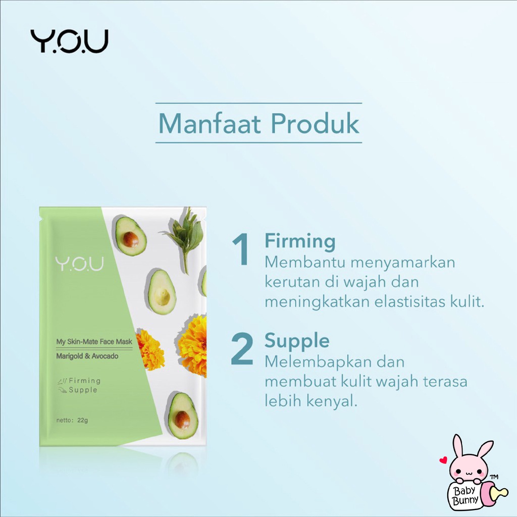 ❤ BELIA ❤ YOU My Skin - Mate Face Mask 22g | Sheet Masker Y.O.U makeups Skin Care (✔️BPOM)