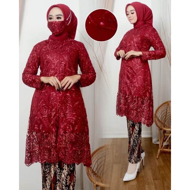 Set Tunik Tiara / Kebaya Model Kekinian / Tulle Bordir 2022