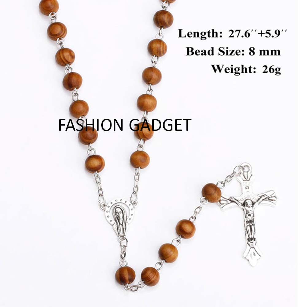 Kalung Rosario Fosfor Padi / Kayu Wangi Kalung Salib kalung Salip Rosary Neclace Liontin