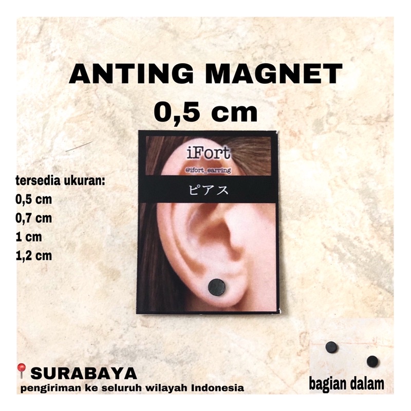 ANTING MAGNET - TINDIK MAGNET HITAM- ANTING COWOK- ANTING PRIA- ANTING TANPA TINDIK