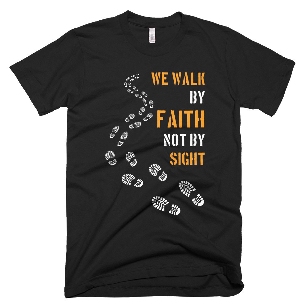 kaos rohani kristen katolik pria unisex walk by faith hitam merah maroon