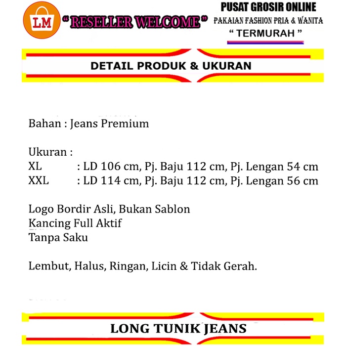 TERMURAH Baju Tunik Wanita Motif Lucu Bordir Asli LONG TUNIC JEANS &amp; DENIM BIG SIZE JUMBO LMS 16353 16356