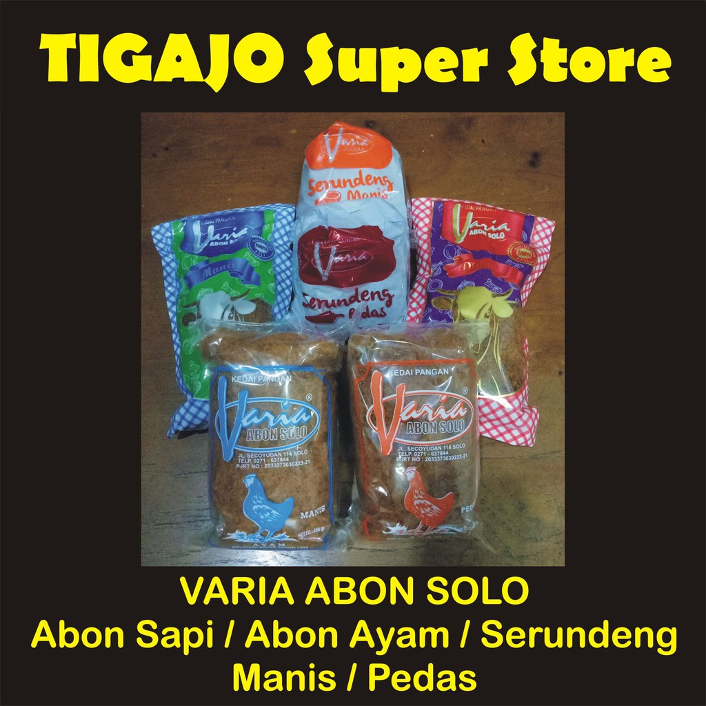 VARIA Abon Sapi / Abon Ayam / Serundeng Khas Solo Manis / Pedas