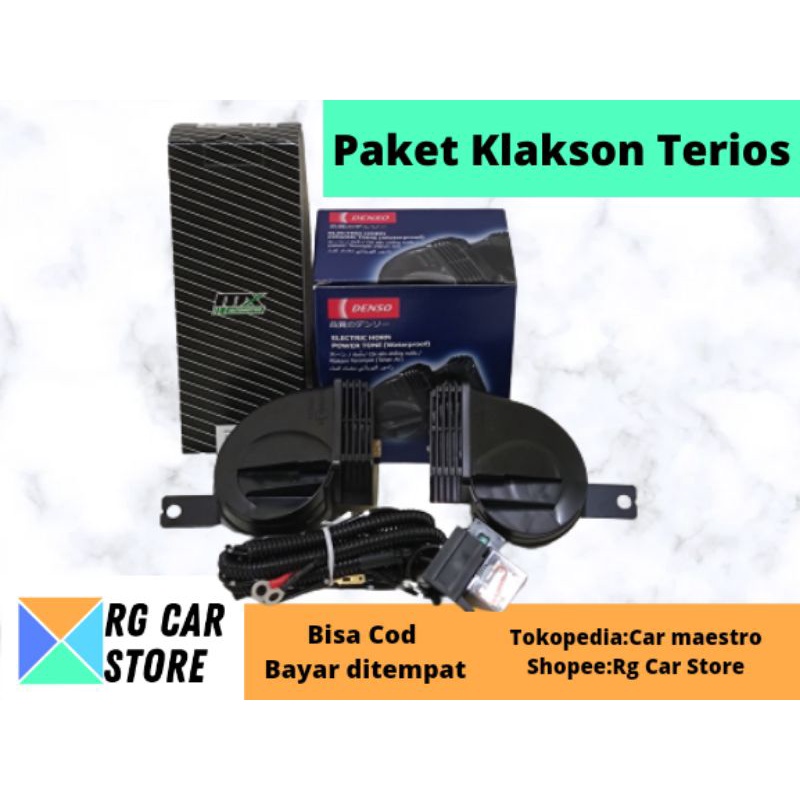 PAKET KLAKSON TERIOS DENSO KEONG TUTUP ORIGINAL DENGAN KABEL RELAY