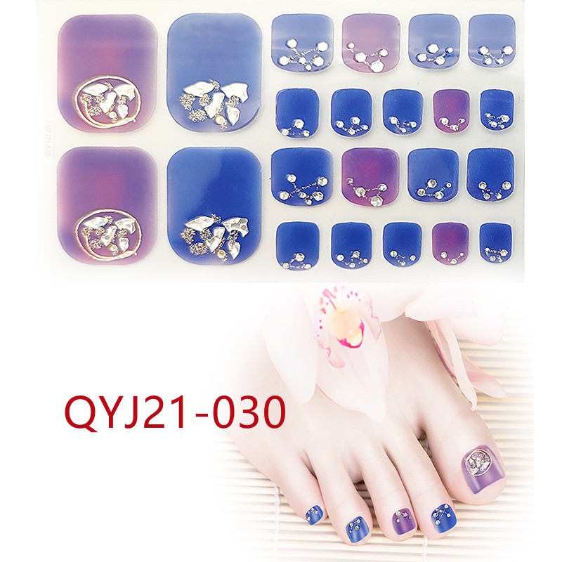 Qyj21-021 - 040 22pcs / Lembar Stiker Kuku Kaki 3d Diy Untuk Nail Art