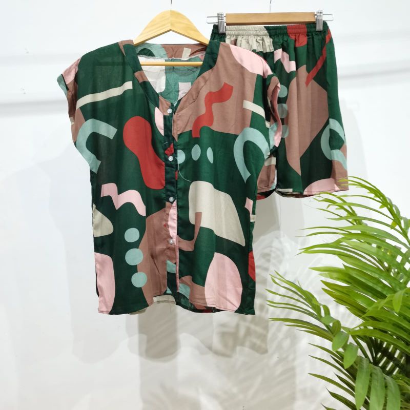 PIYAMA KANCING PENDEK HITS PIYAMA KANCING BUSUI | PIYAMA RAYON | HOMEWEAR-PDV N