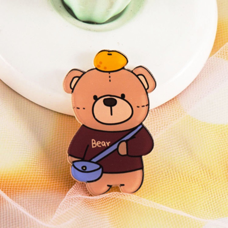 Bros Pin Bentuk Beruang / Kelinci Lucu Bahan Akrilik Untuk Aksesoris Pakaian / Tas