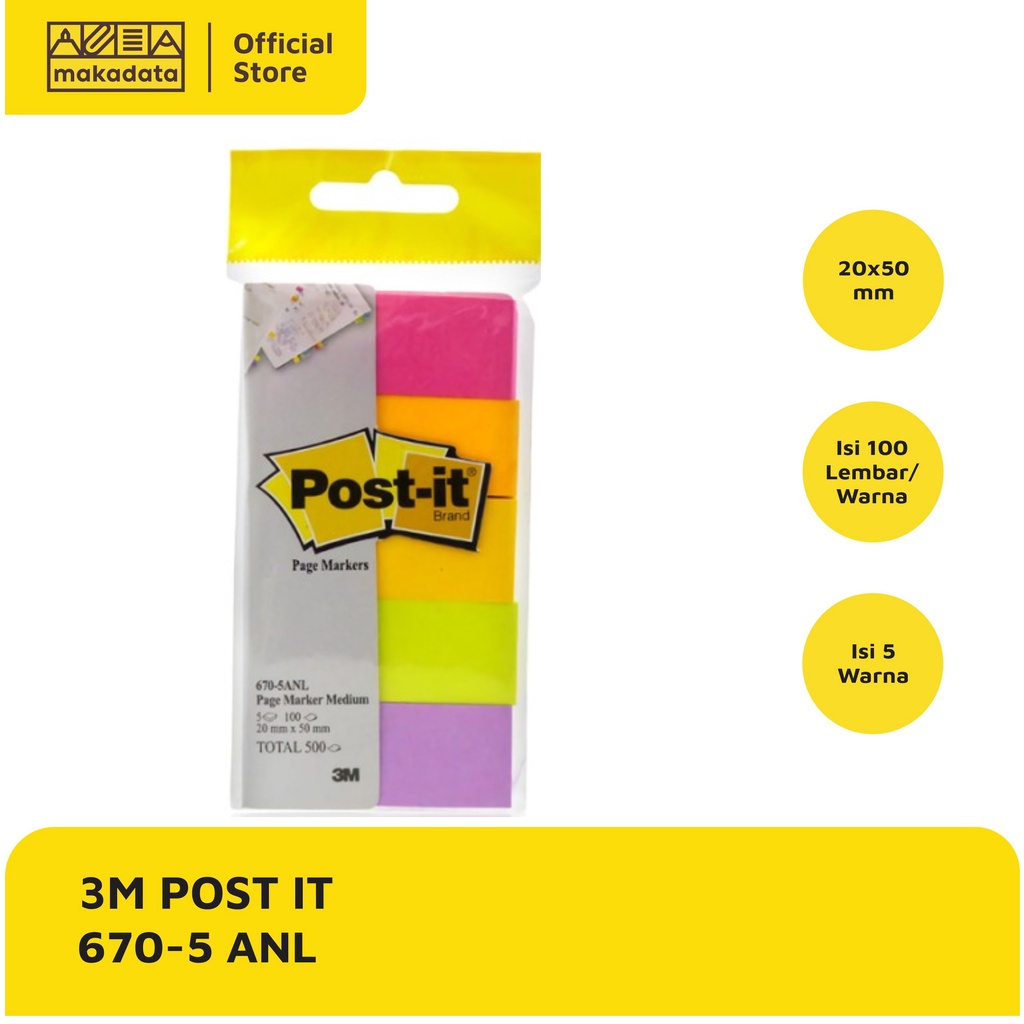 

MEMO STICK / STICKY NOTE / POST IT 670-5ANL 5 WARNA MURAH