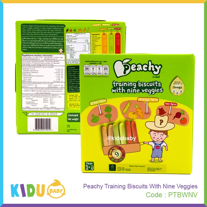 Peachy Training Biscuits With Nine Veggies Snack Sehat Bayi / Cemilan Sehat Bayi &amp; Anak / Kidu Baby