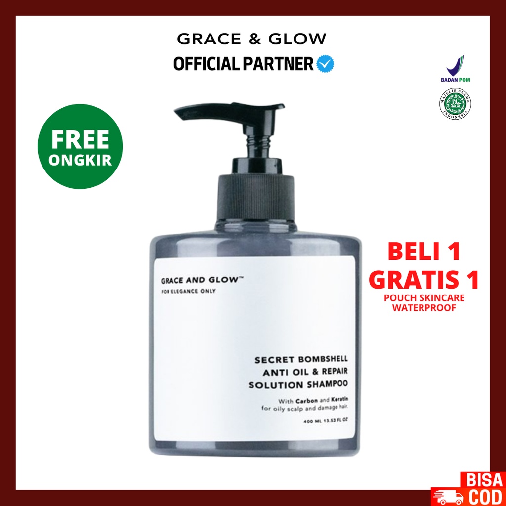 [ FREE GIFT ] Grace &amp; Glow Secret Bombshell Anti Oil and Repair Solution Shampoo - Grace and Glow Shampoo 400ml