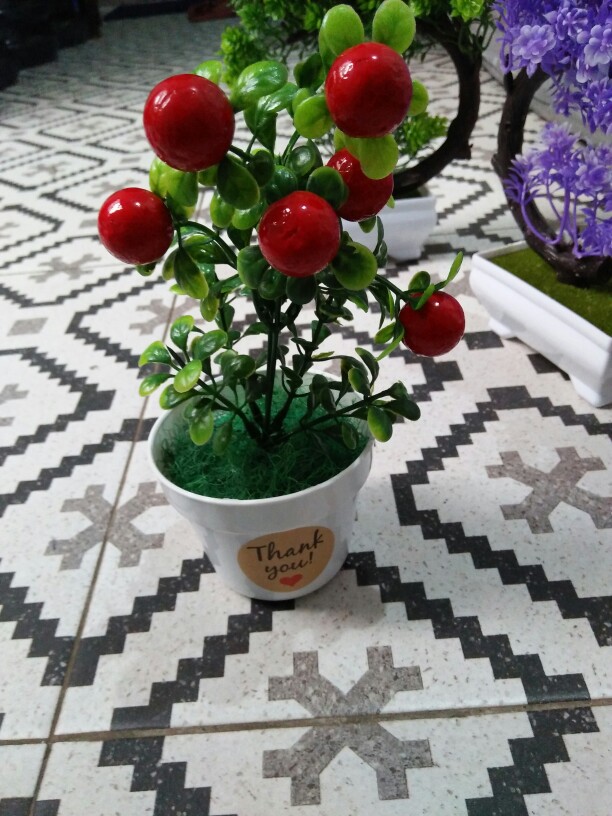 Set Pot + Bunga Palsu Hias Plastik Bunga Artifisial Bunga  Dekorasi Rumah Shabby Lover Buah Imitasi