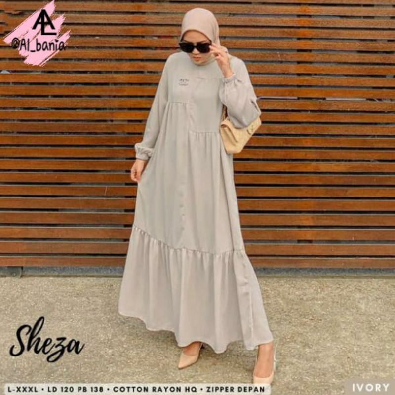 Shesa dress wanita lengan panjang kekinian terbaru LD 120 by al bania dress kondangan dress korea dr