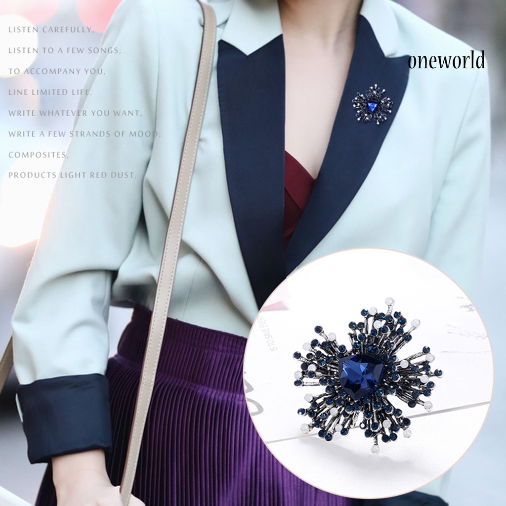 OW@ Rhinestone Pin Stylish Convenient Alloy Garment Brooch Badge for Banquet