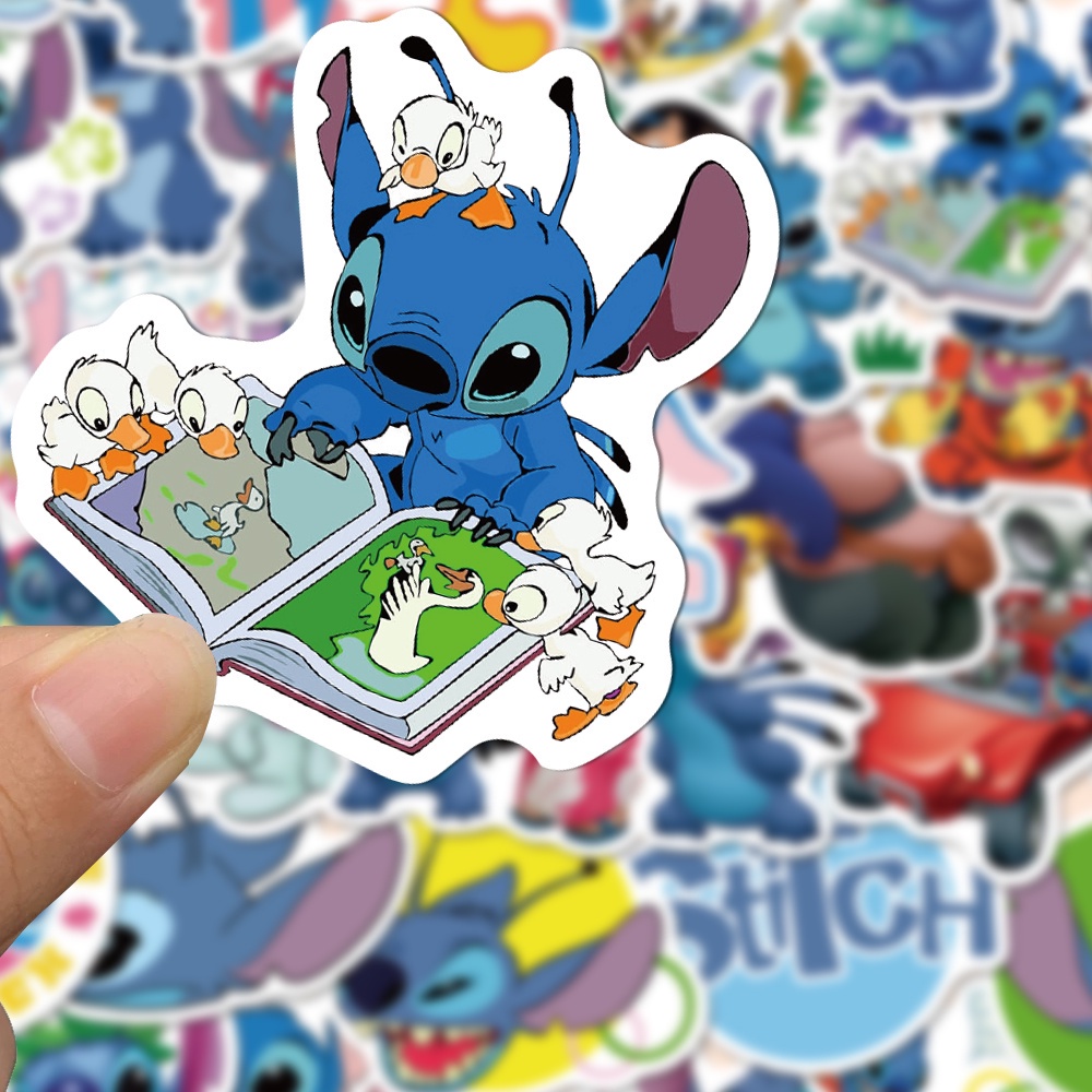 50 Pcs Stiker Motif Kartun Lilo &amp; Stitch Tahan Air Untuk Dekorasi Laptop / Cangkir Air