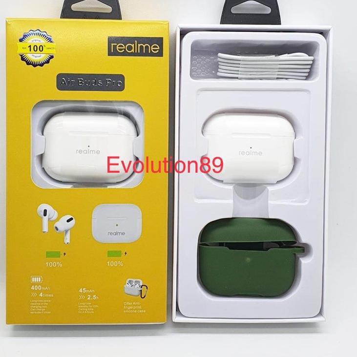 Headset Bluetooth Realme TWS Airbuds  silikon Earphone Hands Ready