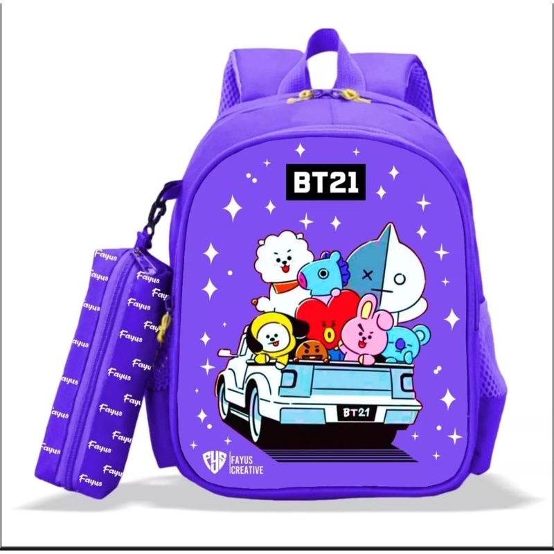 Tas Sekolah Anak Anak perempuan Tk Sd Ransel Anak Princes Unicorn 2 in 1 ada Tempat pensil