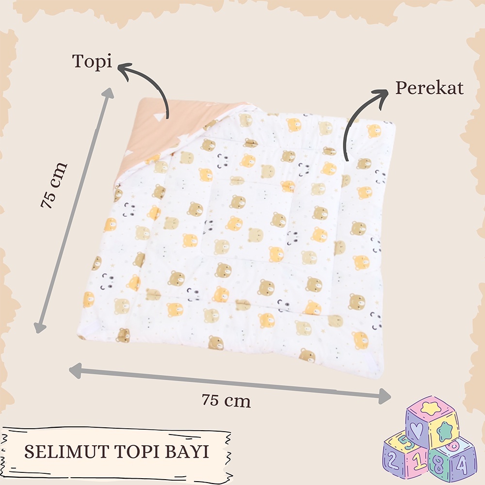 [rumahbayipdg] SELIMUT TOPI BAYI BLANKET BAYI MOTIF TIMBAL BALIK FREE TAS MIKA