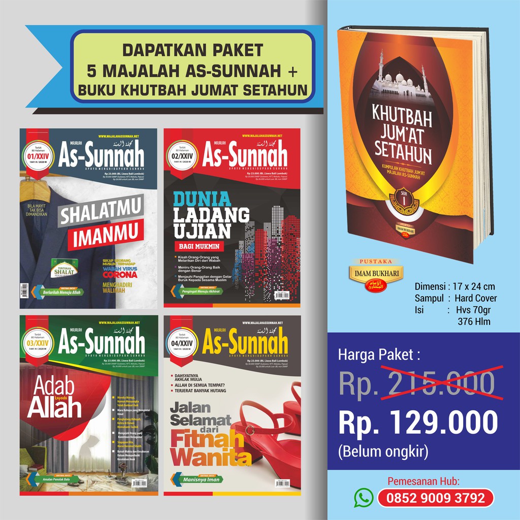 PAKET PROMO : 5 Majalah As-Sunnah Plus Buku Khutbah Jumat Setahun