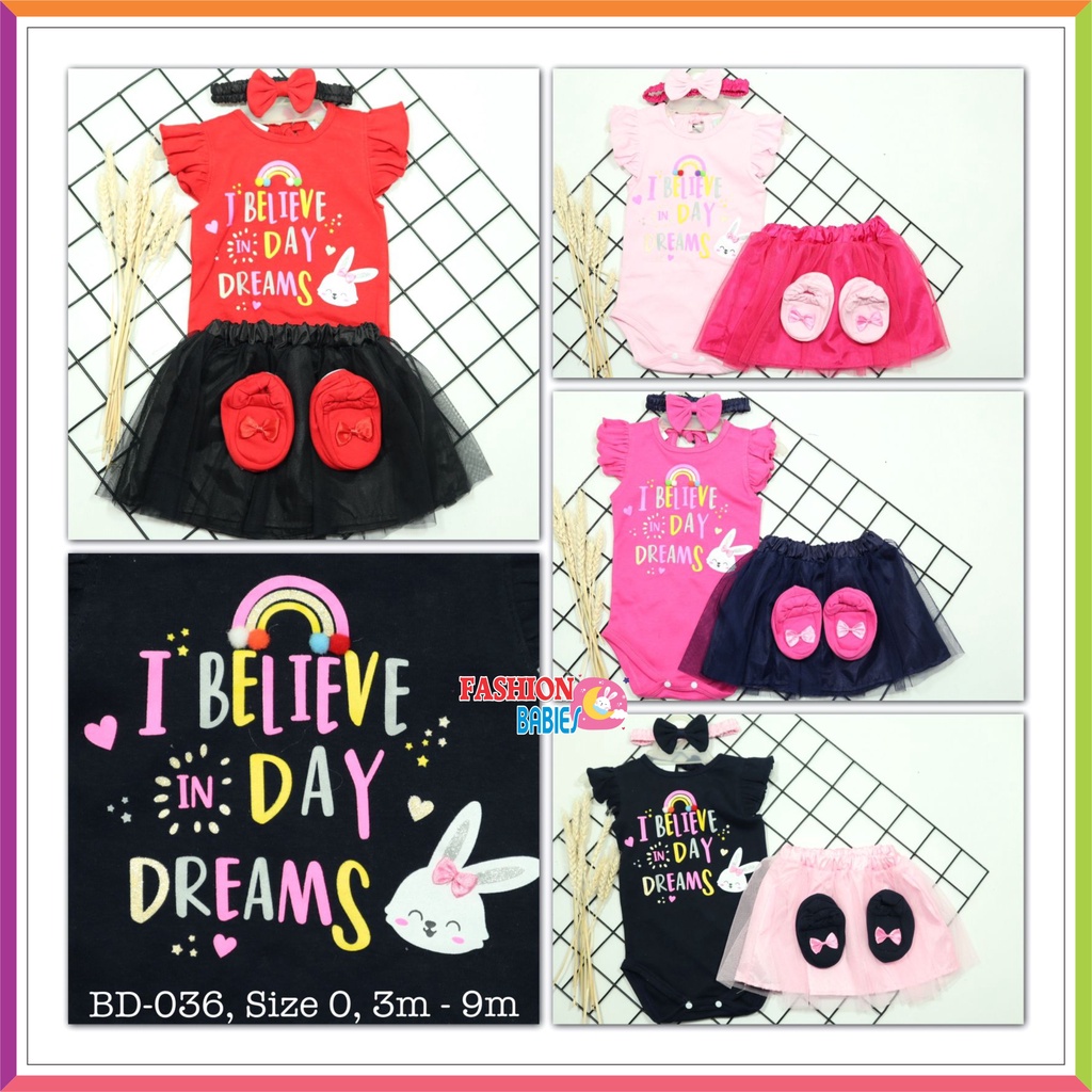 ❤ Baby Fashion ❤ 4in1 SET JUMPER TUTU + BANDANA + SEPATU PEREMPUAN 3-12BLN / BABY GIRL TILE SET