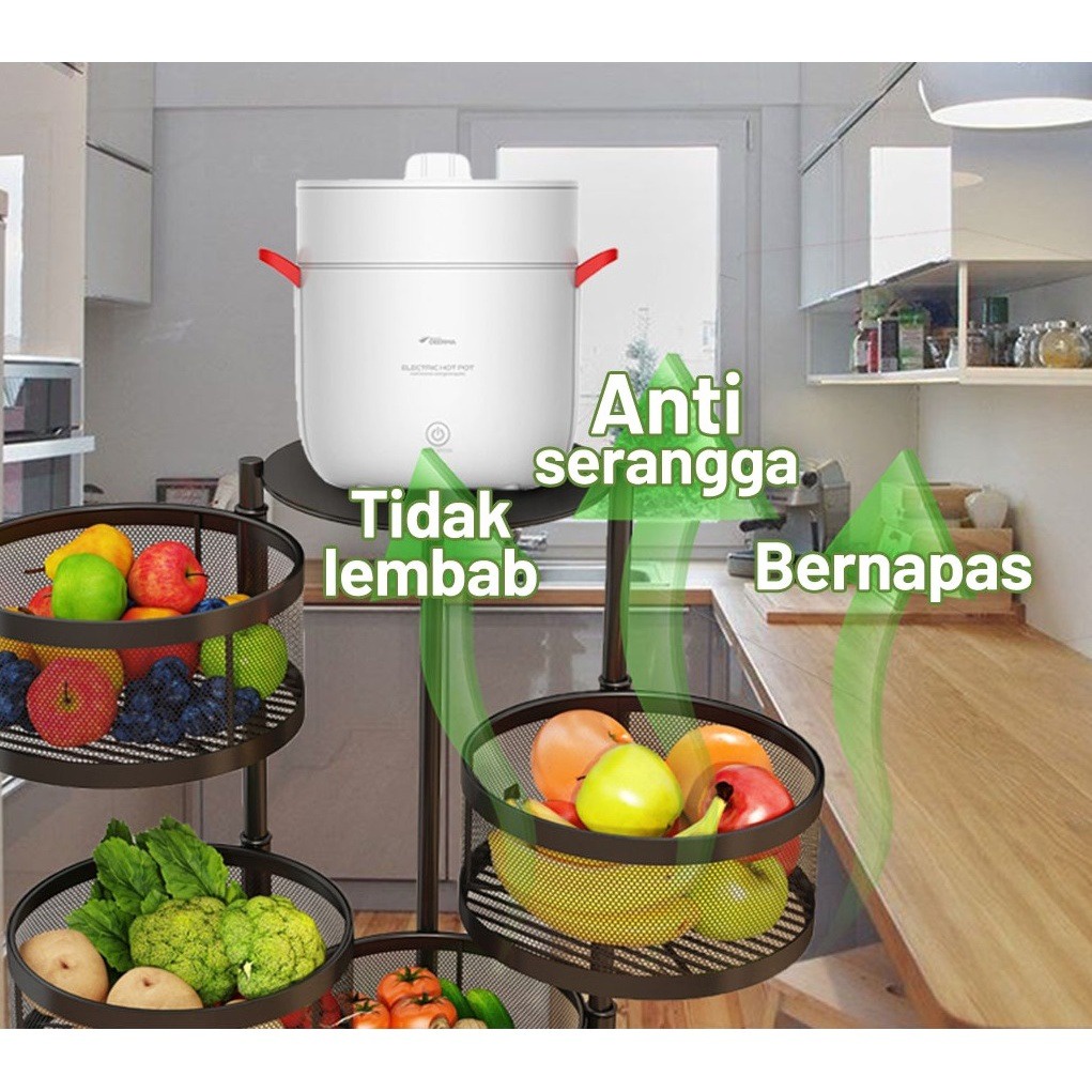 SHENAR RAK DAPUR BESI SUSUN TROLI SUSUN PUTAR RAK DAPUR BULAT KOTAK SERBAGUNA / KERANJANG BUAH BUMBU / RAK SERBAGUNA TROLI BESI - ASTRO GALAXY TINTAN, SHENARCORNER168