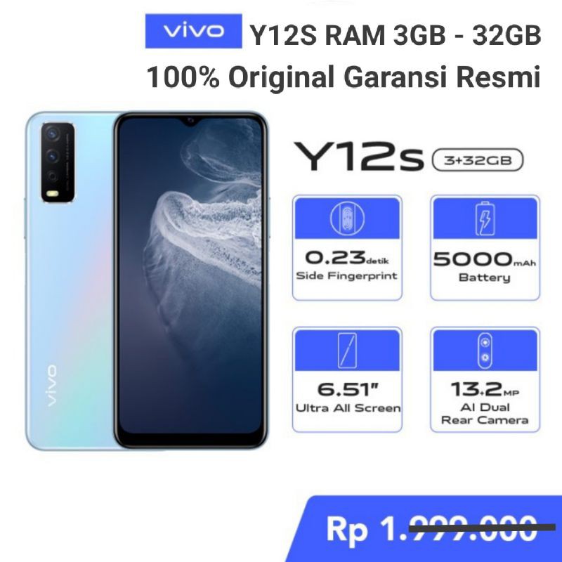 VIVO Y12S [3/32] RAM 3GB ROM 32GB GARANSI RESMI VIVO INDONESIA